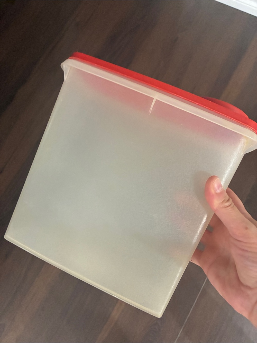 Tupperware Clear Plastic Cereal Storage Container with Red Lid